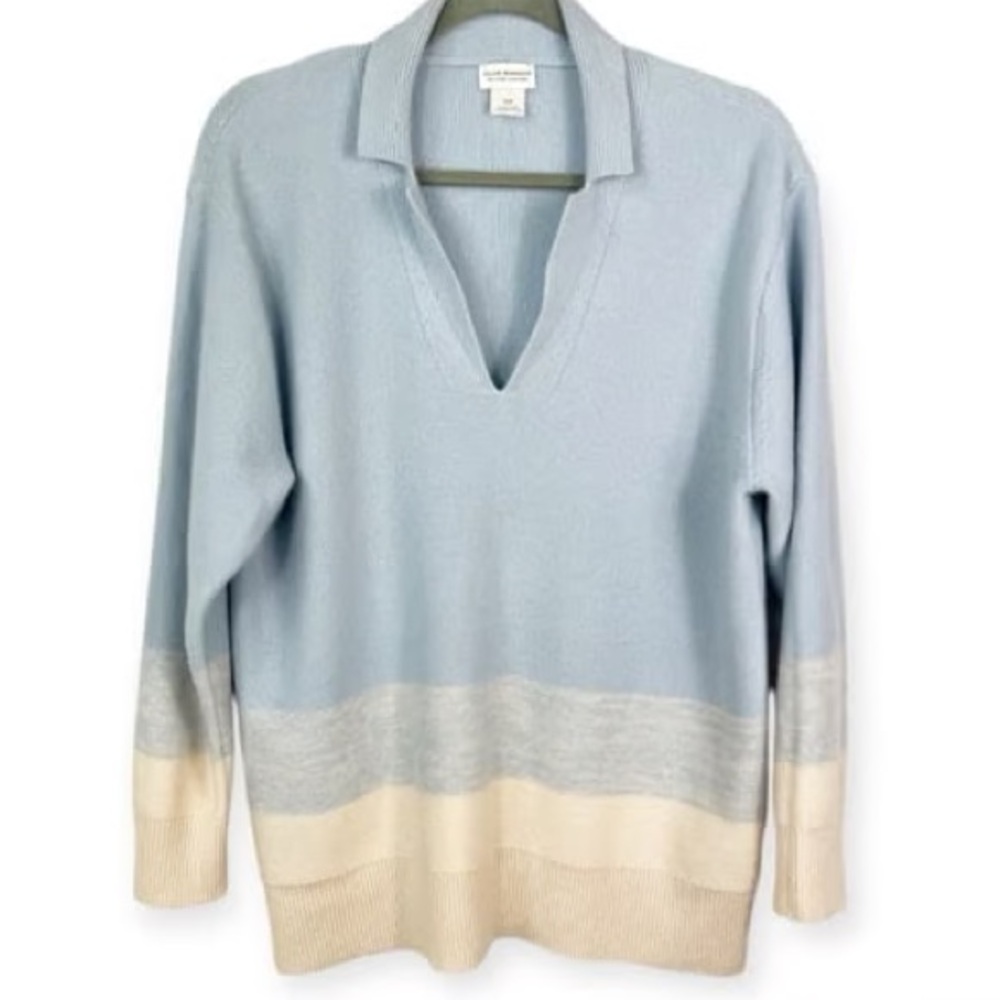 Club Monaco Cashmere Striped Johnny Collar Sweater
